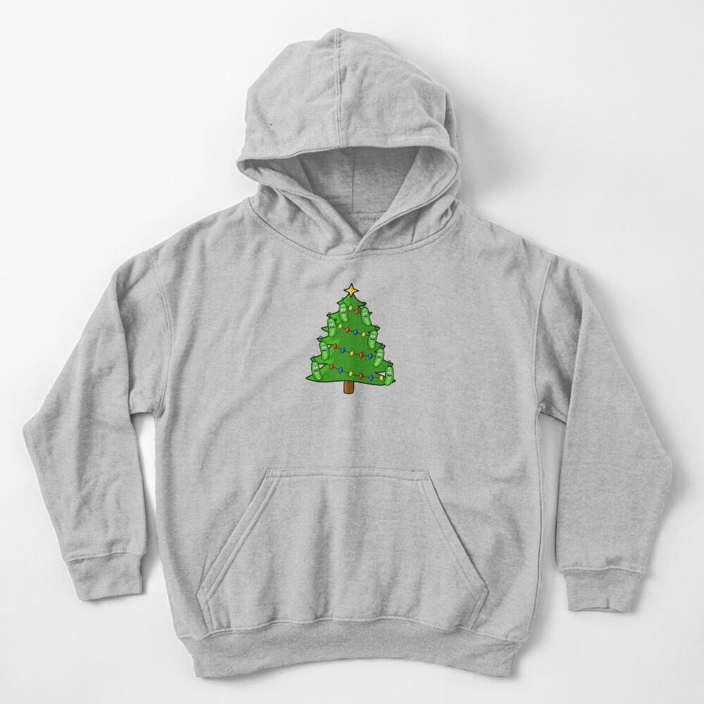 Pickle Rick Christmas Tree Kids Pullover Hoodie