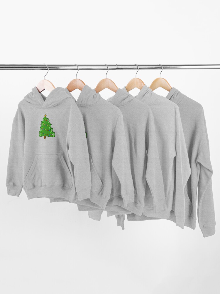 Alternate view of Pickle Rick Christmas Tree Kids Pullover Hoodie