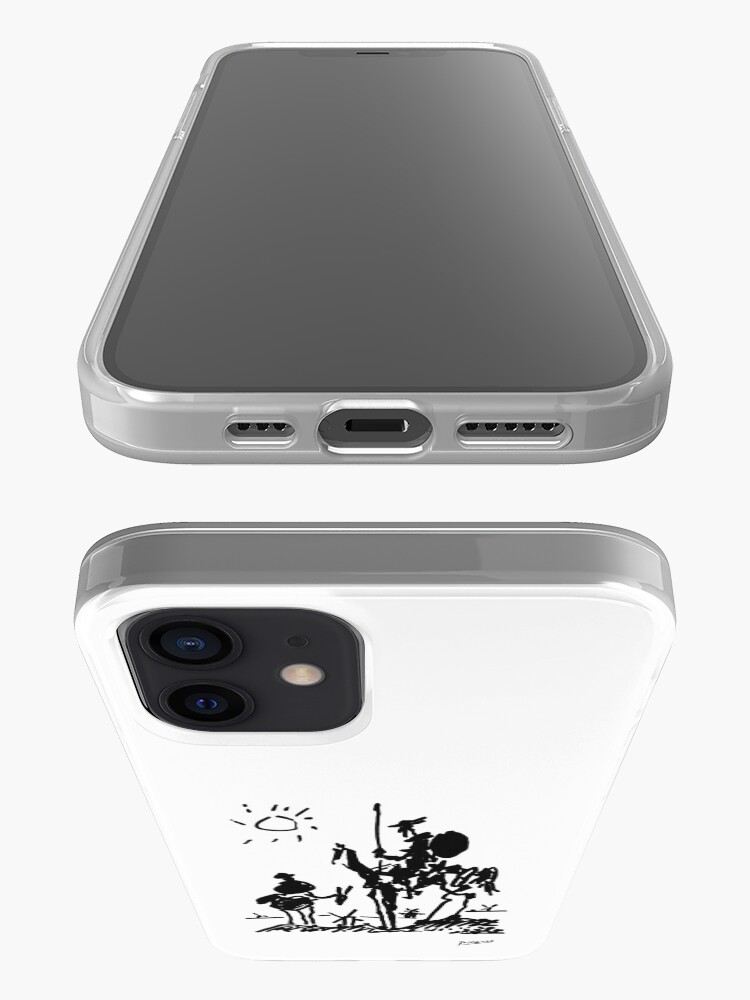 Alternate view of Pablo Picasso Line Art Don Quixote on Horse with sun Artwork Sketch black and white Hand Drawn ink Silhouette HD High Quality iPhone Case & Cover