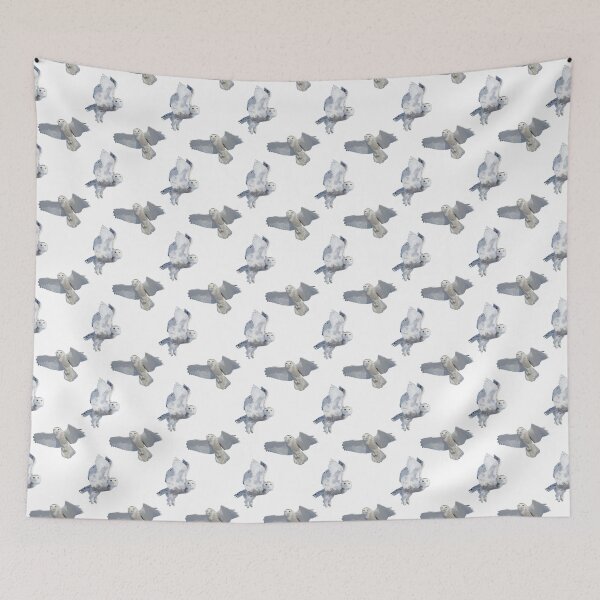 Item preview, Snowy owls in flight pattern on WHITE designed and sold by locustgirl.