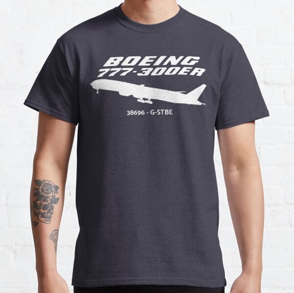 Boeing 777-300ER 38696 G-STBE (White Print) Classic T-Shirt