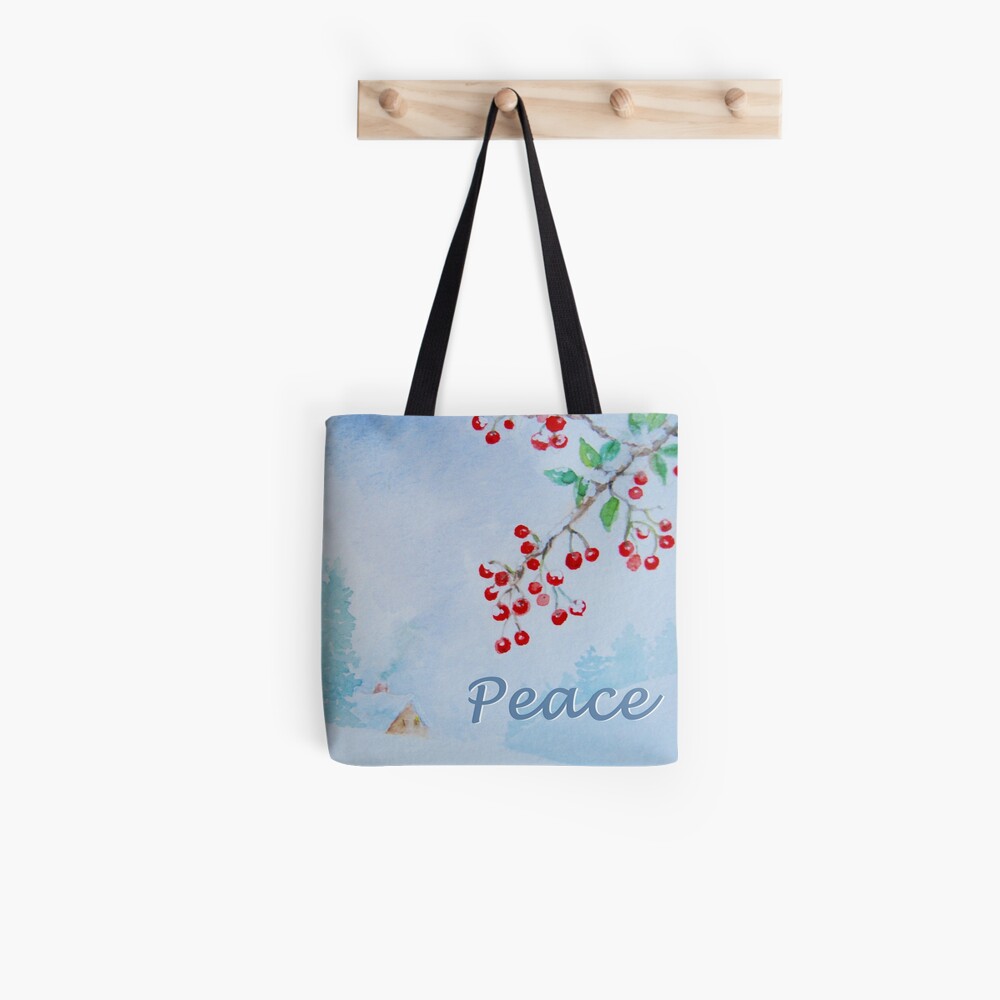 Peace - Snow on the Berries Tote Bag