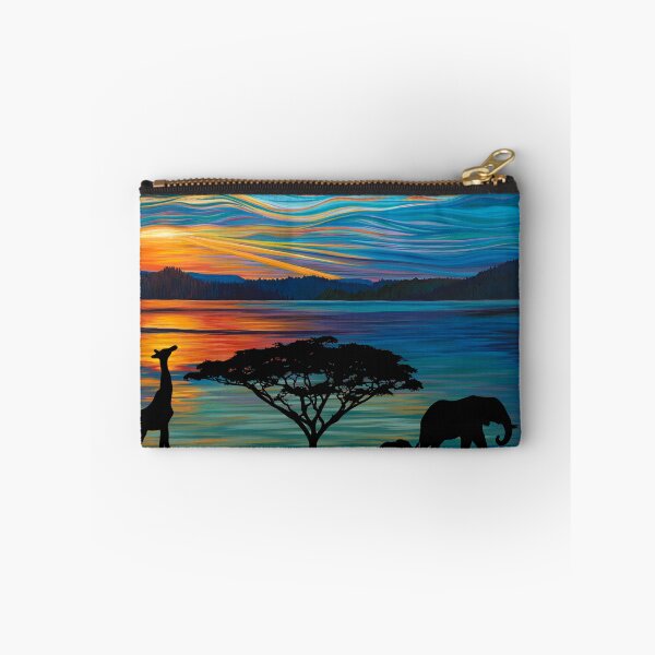 Item preview, Extinction Rebellion Sunset Over Lake Savannah Safari Wild Animals Giraffe Elephants  designed and sold by DavidLeeDesigns.