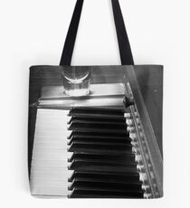 Piano Whiskey Row Black and White Print Tote Bag