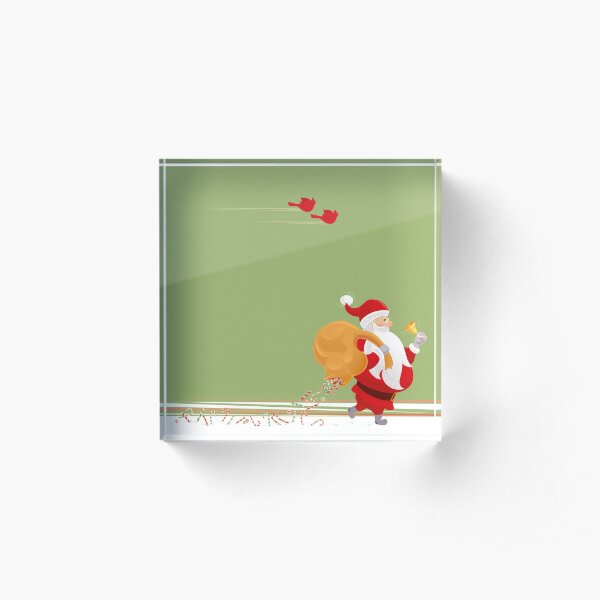 Santa and small red birds Acrylic Block