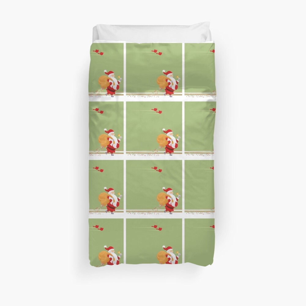 Santa and small red birds Duvet Cover