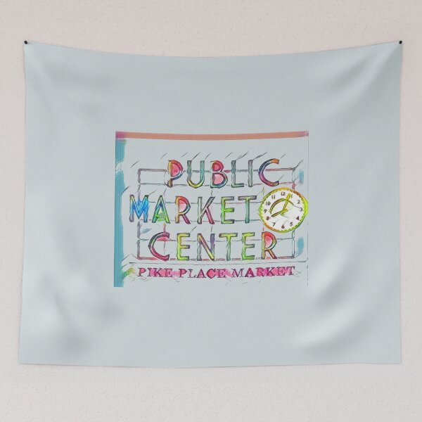 Item preview, Public Market Pikes Place art designed and sold by SwampfoxDesign.