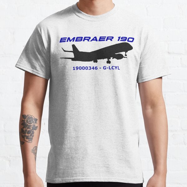 Embraer 190 19000346 G-LCYL (Black Print) Classic T-Shirt