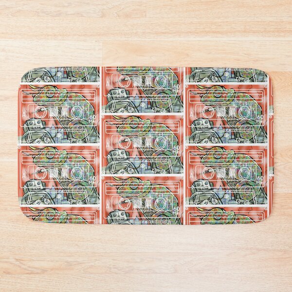 Item preview, Pop-art tape cassette Chameleon attacks robot city designed and sold by Gammaraybots.