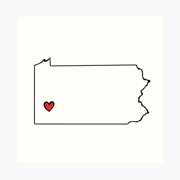 Pittsburgh Pennsylvania State Outline Art Print