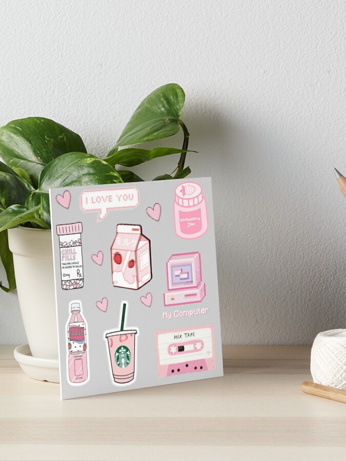 Cute Kawaii Pink Sticker Pack Anime  Art Board Print for Sale by  Infiresss-man