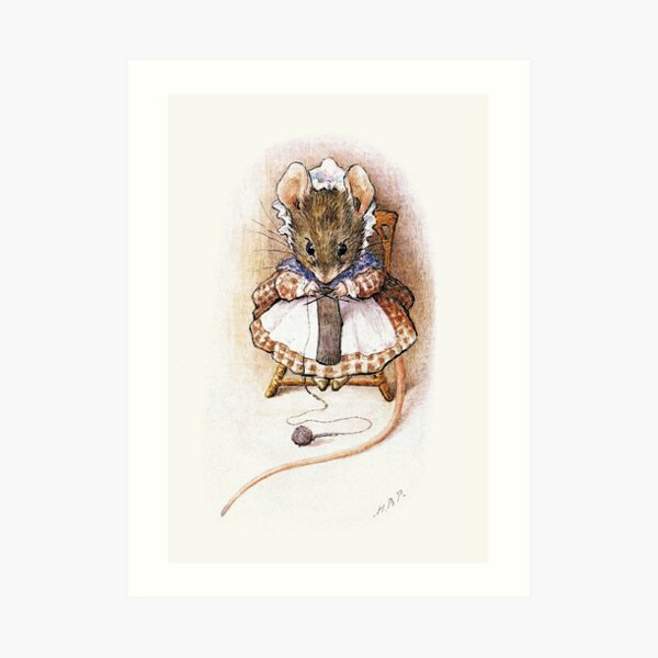 Knitting Mouse - Beatrix Potter Art Print
