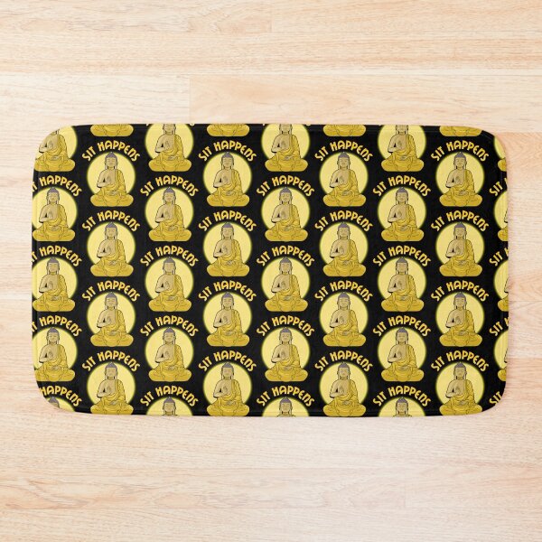 Item preview, Sit Happens Funny Meditation Pun Monk Meditating Tile Pattern designed and sold by perfectpresents.