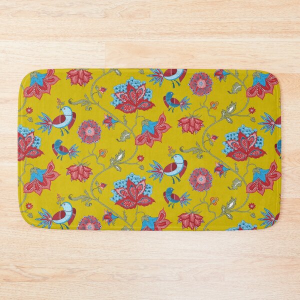 Item preview, Exotic chintz with bird - mustard yellow / multicolour designed and sold by kobyakov.