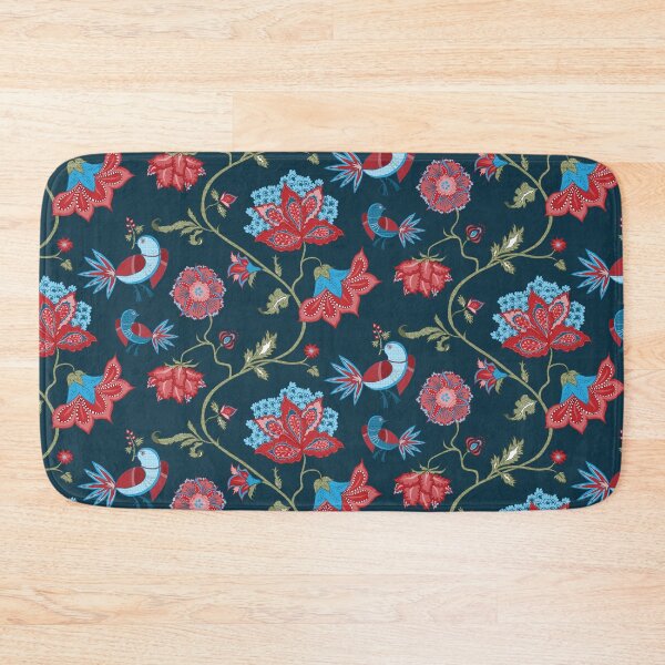 Item preview, Exotic chintz with bird - dark blue / red designed and sold by kobyakov.