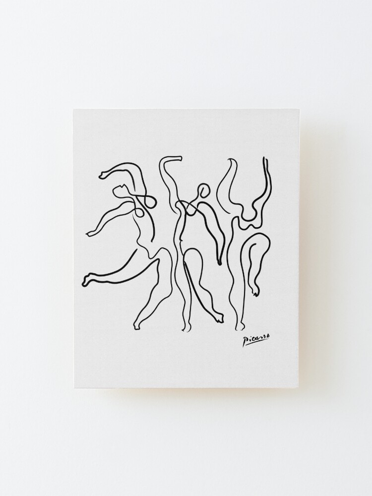 Alternate view of Pablo Picasso Line Art 3 dancing women Artwork Sketch black and white Hand Drawn ink Silhouette HD High Quality Mounted Print