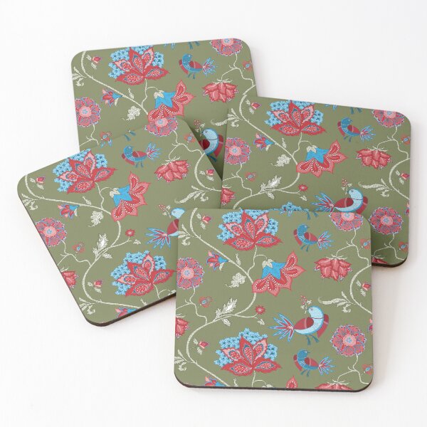 Item preview, Exotic chintz with bird - green/multicolour designed and sold by kobyakov.
