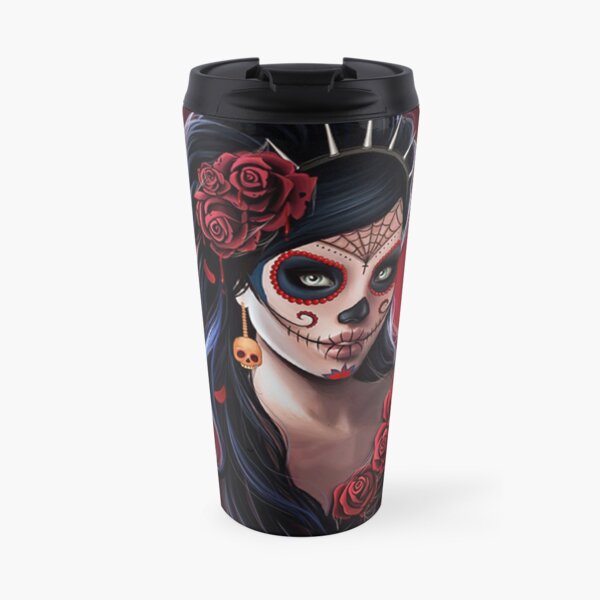 sugar skull floral girl day of the dead ( dia de los muertos) Travel Mug