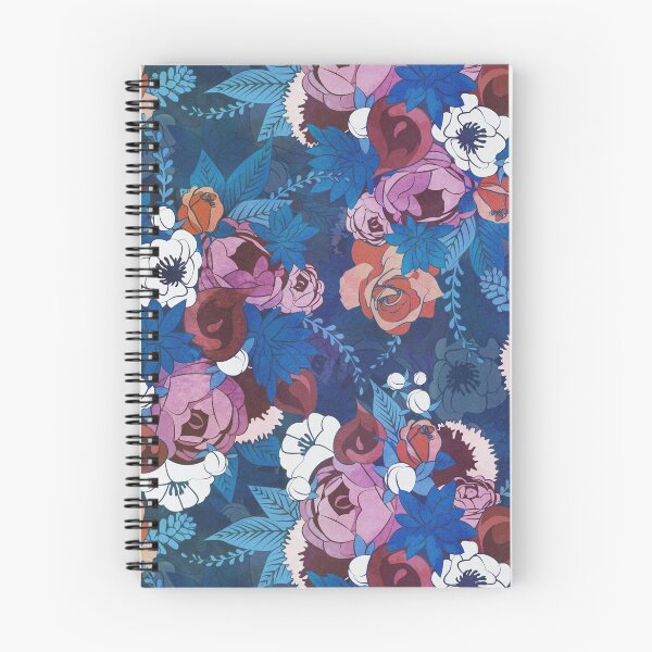 Item preview, Chintz Floral Bouquets // blue background blue succulents orange roses designed and sold by SelmaCardoso.