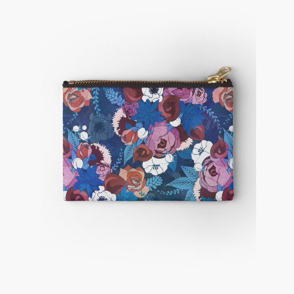 Item preview, Chintz Floral Bouquets // blue background blue succulents orange roses designed and sold by SelmaCardoso.
