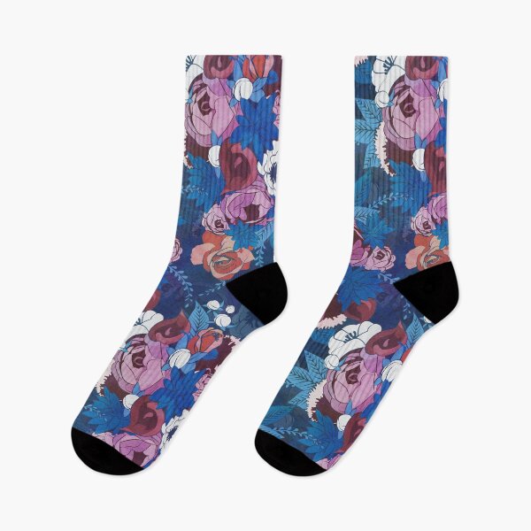 Item preview, Chintz Floral Bouquets // blue background blue succulents orange roses designed and sold by SelmaCardoso.