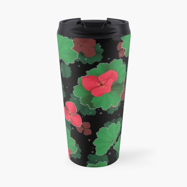 Red Geraniums illustrated flower original art Travel Mug
