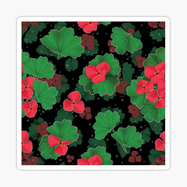 Red Geraniums illustrated flower original art Sticker
