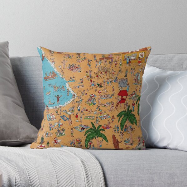 Wheres Kimo? On Waikiki Beach! Throw Pillow