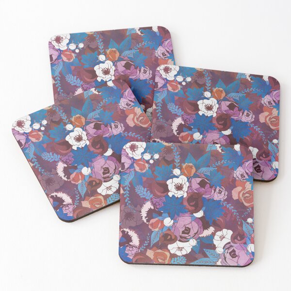 Item preview, Chintz Floral Bouquets // purple beet background blue succulents orange roses designed and sold by SelmaCardoso.