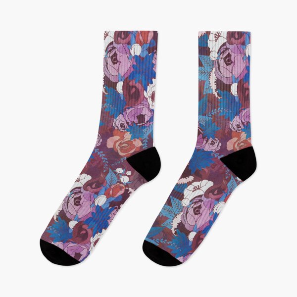 Item preview, Chintz Floral Bouquets // purple beet background blue succulents orange roses designed and sold by SelmaCardoso.