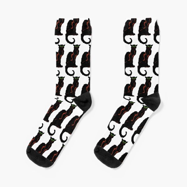 Item preview, Black Cat Pattern designed and sold by SOCKSbySBD.