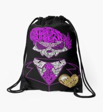 Mystery Skulls Typography Drawstring Bag