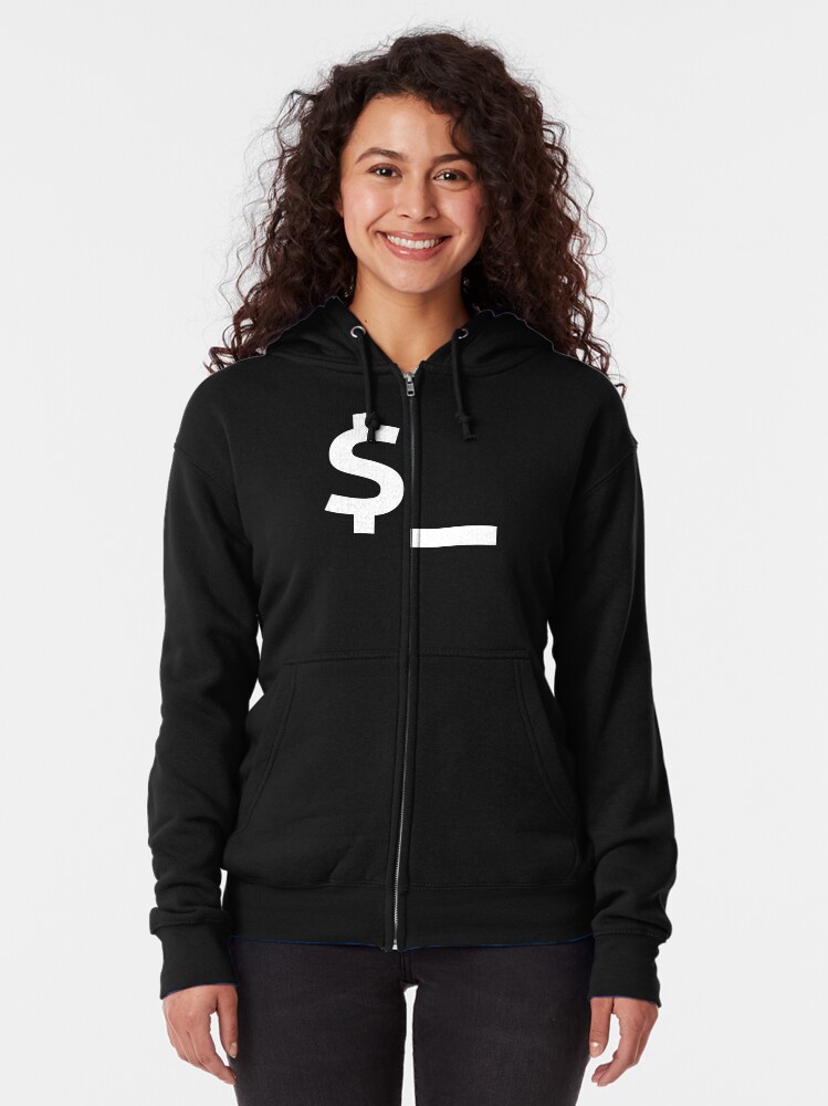 Thumbnail 2 of 5, Zipped Hoodie, Shell/Perl Default Variable $_ White Design for Coders & Sysadmins designed and sold by geeksta.
