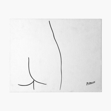 Pablo Picasso Line Art Back Butt Cheeks Artwork Sketch black and white Hand Drawn ink Silhouette HD High Quality Art Board Print