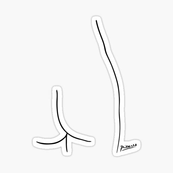 Pablo Picasso Line Art Back Butt Cheeks Artwork Sketch black and white Hand Drawn ink Silhouette HD High Quality Sticker