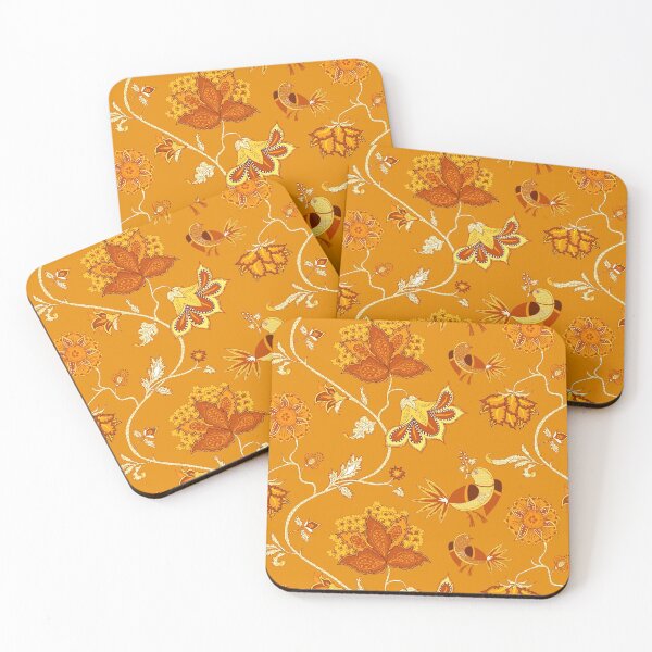 Item preview, Exotic chintz with bird - orange designed and sold by kobyakov.