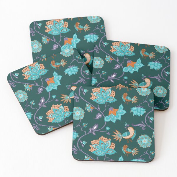 Item preview, Exotic chintz with bird - teal designed and sold by kobyakov.