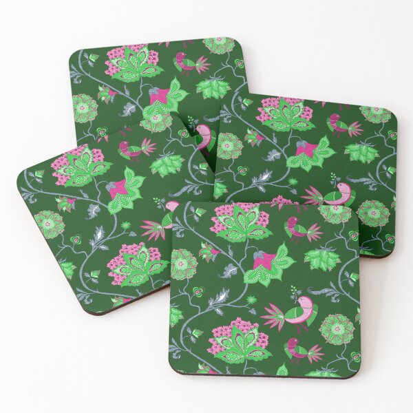 Item preview, Exotic chintz with bird - green/pink designed and sold by kobyakov.