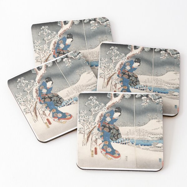 Item preview, Japanese Vintage Kunisada Hiroshige Snowy Landscape designed and sold by Vicky Brago-Mitchell®.