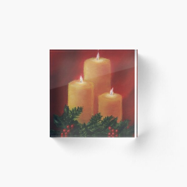 Holiday Candle Trio Acrylic Block