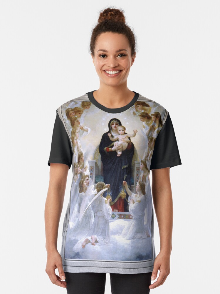 Alternate view of The Virgin with Angels by William Adolphe Bouguereau Graphic T-Shirt