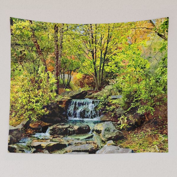Item preview, Small Waterfall in Autumn Park designed and sold by Susan Savad.