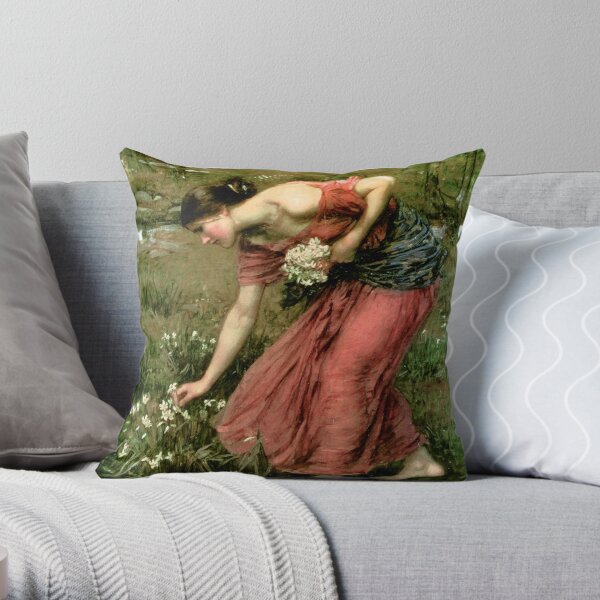 Narcissus - John William Waterhouse Throw Pillow