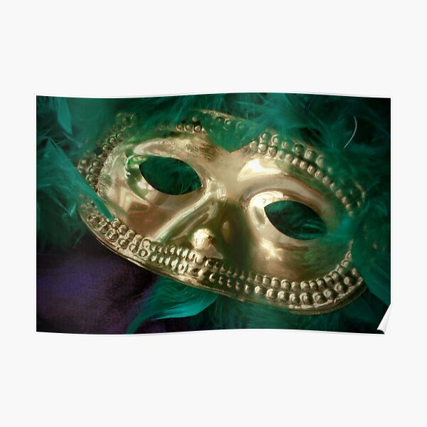 Mardi Gras Mask and Boa Poster