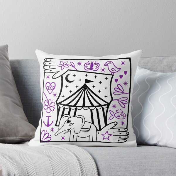 Item preview,  Original Elephant and Circus Tent with Strong Man Tattooed Arms Frame Illustration (black and purple) designed and sold by wariana.