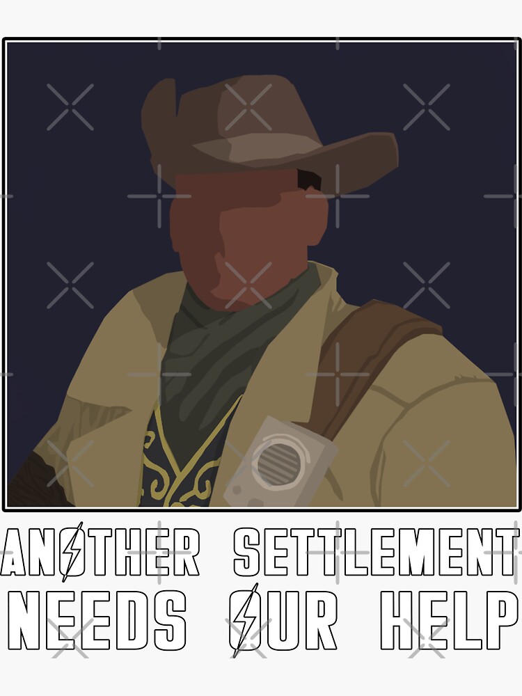 Preston Garvey Another Settlement Needs Your Help Fallout 4 Sticker   Bg,f8f8f8 Flat,750x,075,f Pad,750x1000,f8f8f8 