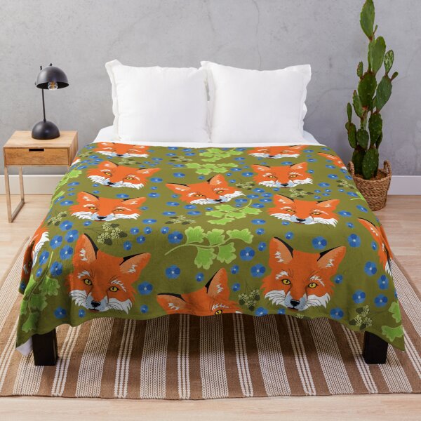 Item preview, Fox with blue woodland flowers designed and sold by Miriam Omura.