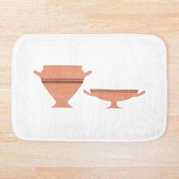 Greek Pottery 34 - Bell Krater, Kylix - Terracotta Series - Modern, Contemporary, Minimal Abstract Bath Mat