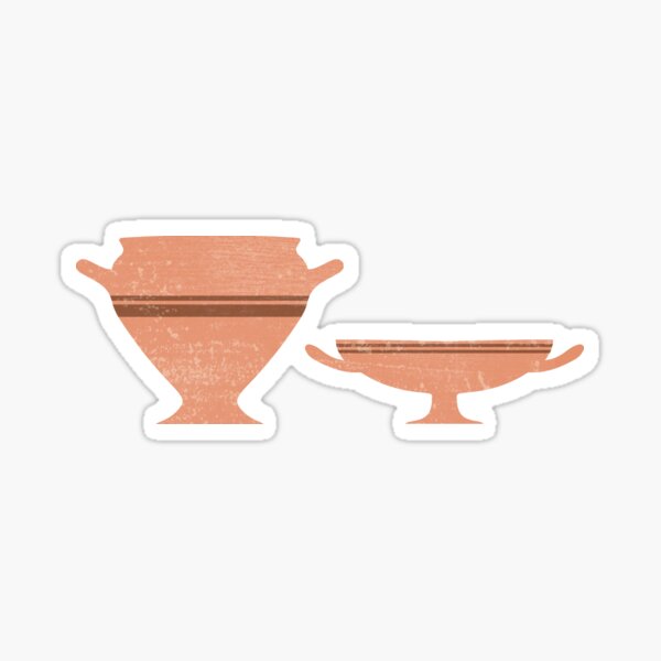 Greek Pottery 34 - Bell Krater, Kylix - Terracotta Series - Modern, Contemporary, Minimal Abstract Sticker