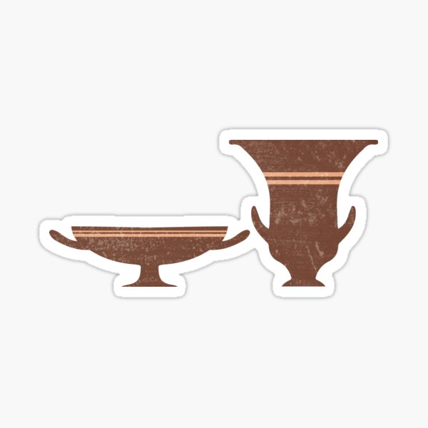 Greek Pottery 35 - Bell Krater, Kylix - Terracotta Series - Modern, Contemporary, Minimal Abstract - Burnt Umber Sticker
